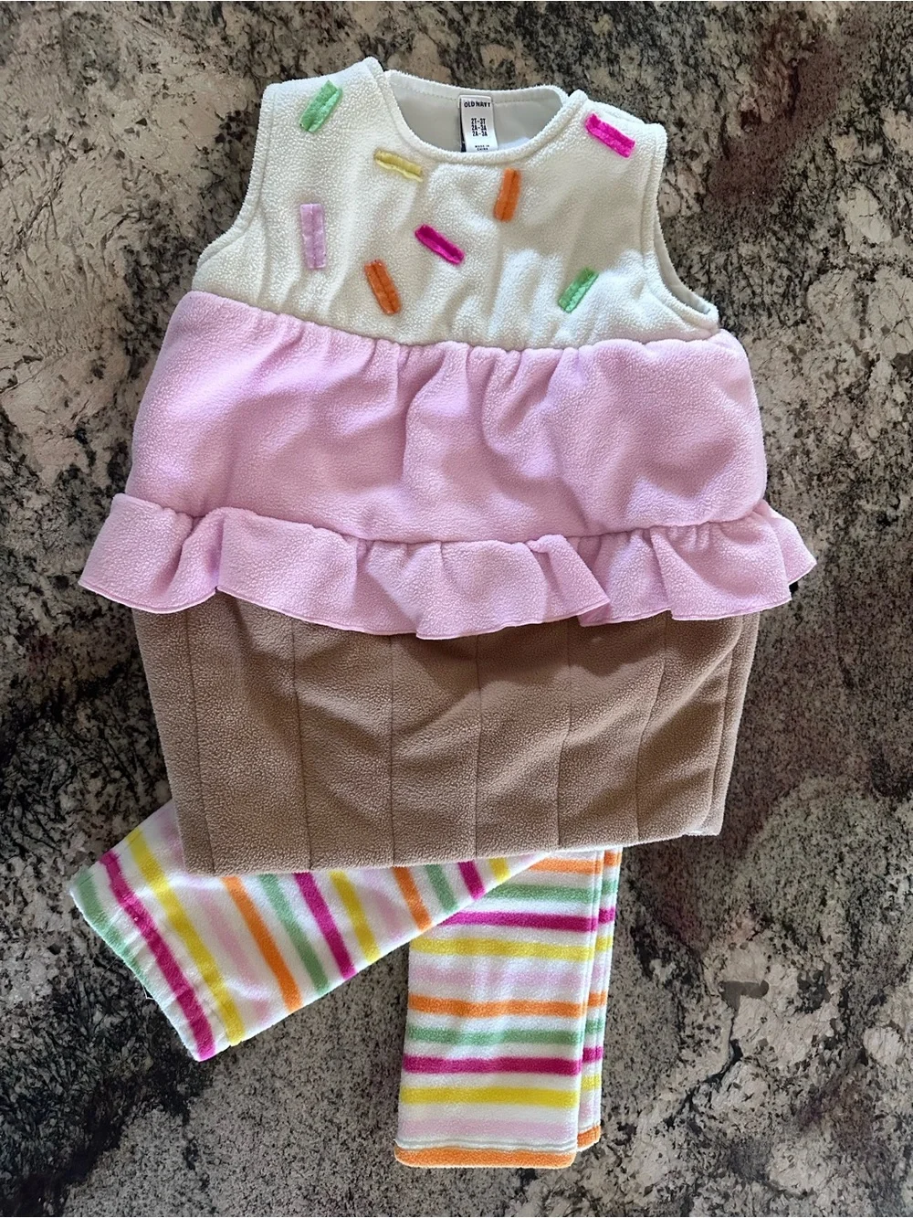 Old Navy Cupcake Costume with Striped Fleece Leggings, size 2T-3T
